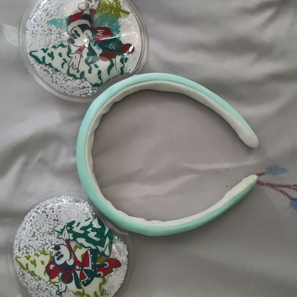 Disney Mint Green and White Mickey Mouse Snow Globe Headband